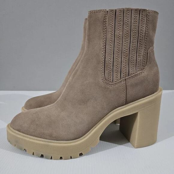 Dolce Vita Caster H20 Ankle Bootie Womens 10 Tan Suede Waterproof Platform Fall - Picture 1 of 16